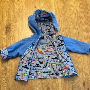 Blue Hooded sweatshirt with Car Print Lining